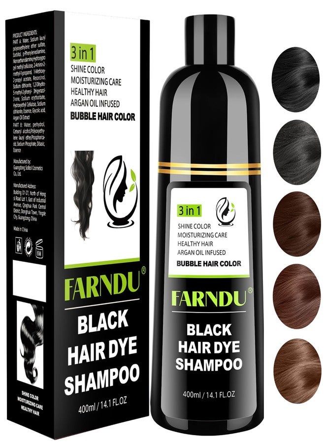 Farndu Black Hair Dye Shampoo for Women & Men, Gray Hair Coverage Herbal Natural 3 in 1 Hair Color Shampoo, Champu para canas - Image 1
